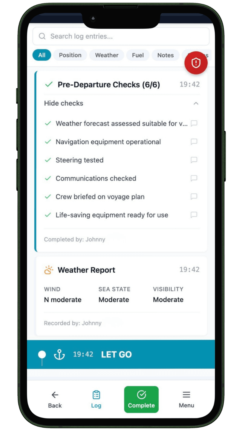 FleetSkipper voyage logbook on mobile